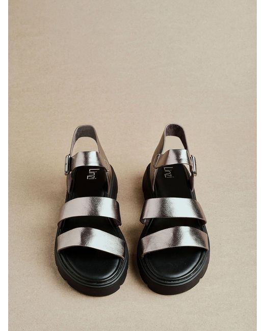 Linzi Natural Pewter Ramona Two Strap Flatform Sandals