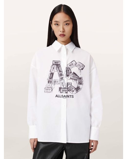 AllSaints Women's White Allsaints Adrienne Print Shirt