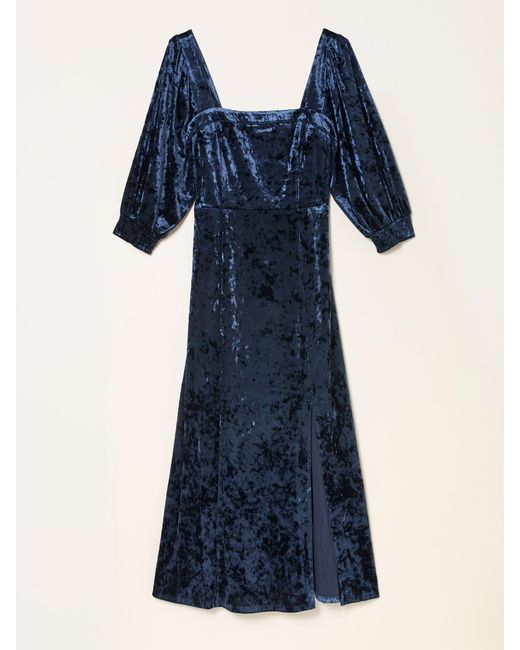 FatFace Blue Fatface Isla Velvet Midi Dress