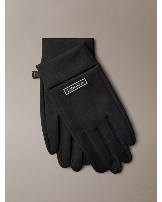 Calvin Klein Black Technical Stretch Touchscreen Gloves for men