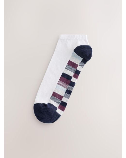 Next Blue Pattern Trainers Socks 5 Pack for men