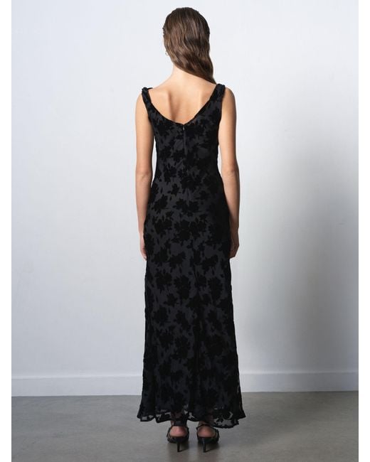 French Connection Black Kara Burnout Twisted Midi Dress