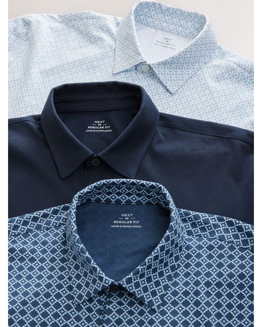 Next Blue Regular Fit Short Sleeve Jersey Polo Shirts 3 Pack for men