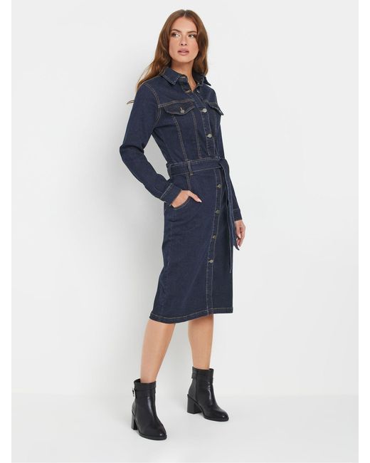 M Com Blue Denim Shirt Dress