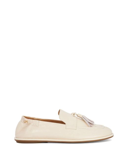 Dune White Leather Grounding Suede Loafers