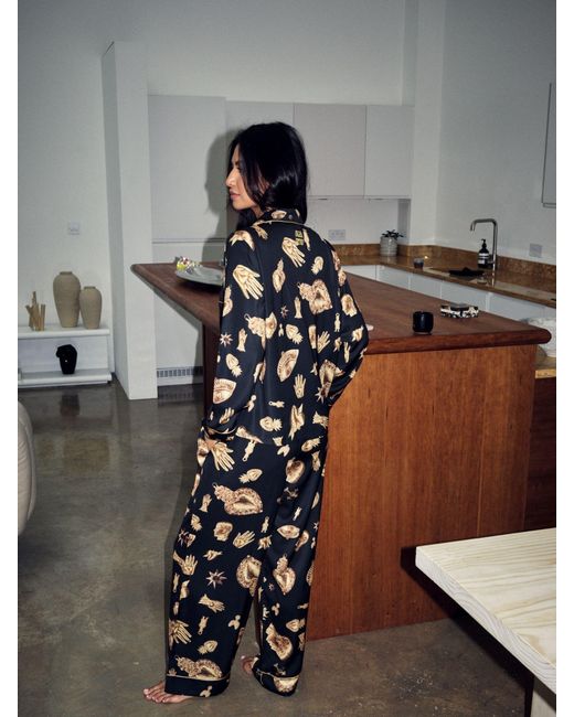 Never Fully Dressed Metallic Charm Satin Button Through Pyjamas