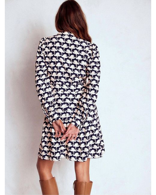 Boden White Tie Neck Short Dress