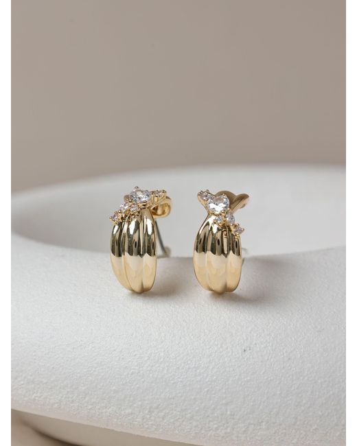 Jon Richard Metallic Plated And Crystal Half Hoop Earrings