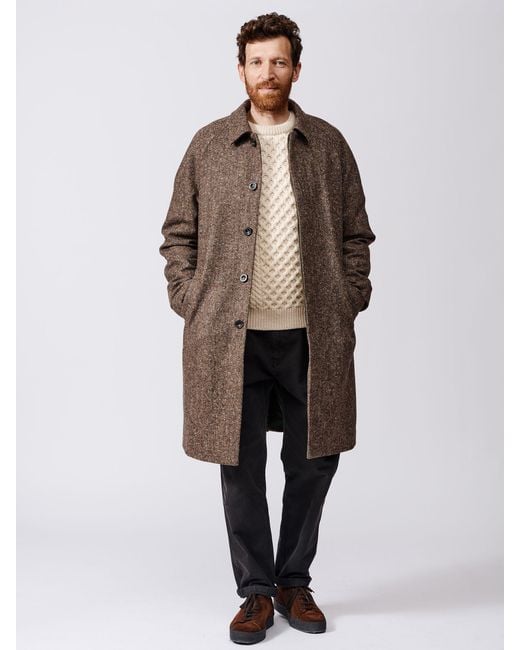 aubi Brown Glenties Wool Overcoat for men