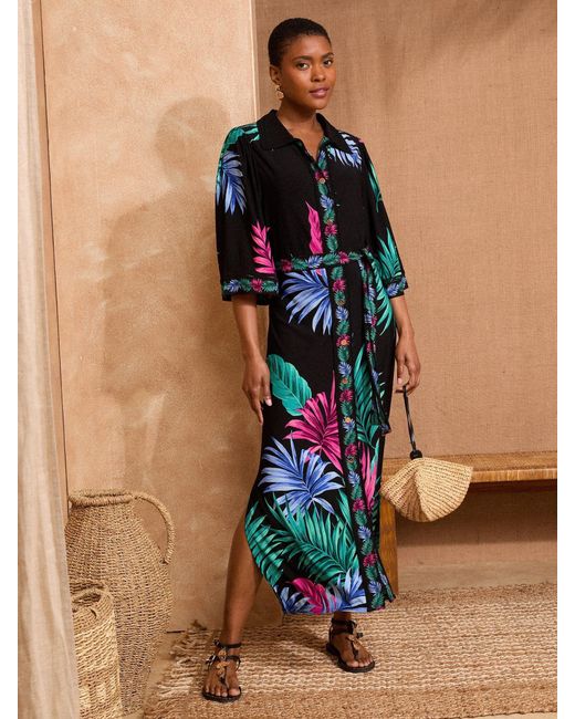 Love & Roses Blue Petite Jersey Belted Shirt Midi Dress