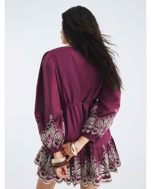 River Island Purple Broiderie Shirt Dress