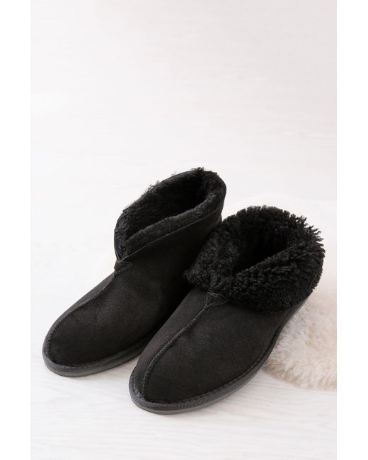 Celtic & Co. Herren Lammfell-Hausschuhe in Black für Herren
