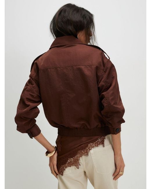 River Island Brown Nylon Button Front Jacket