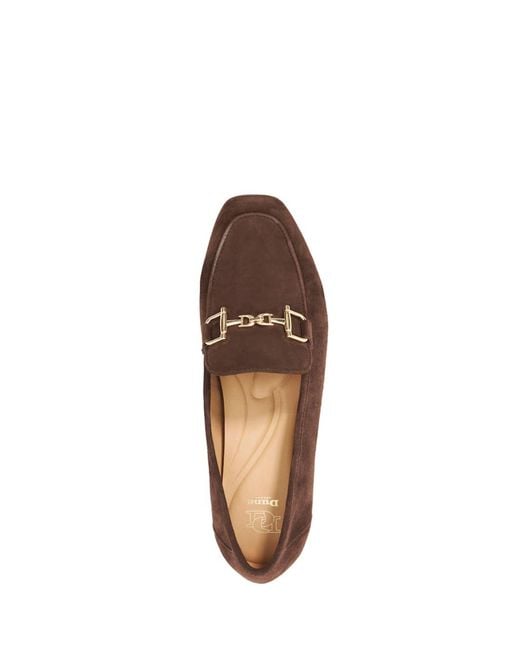 Dune Brown Leather Grained Branded Snaffle Trim Loafers