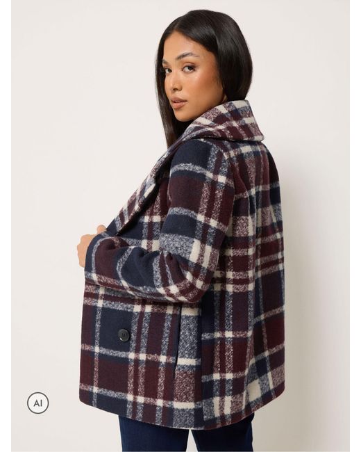 M Com Gray Petite Check Peacoat
