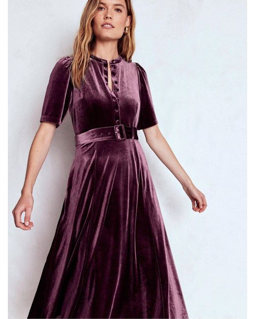 Boden Purple Kate Velvet Shirt Dress