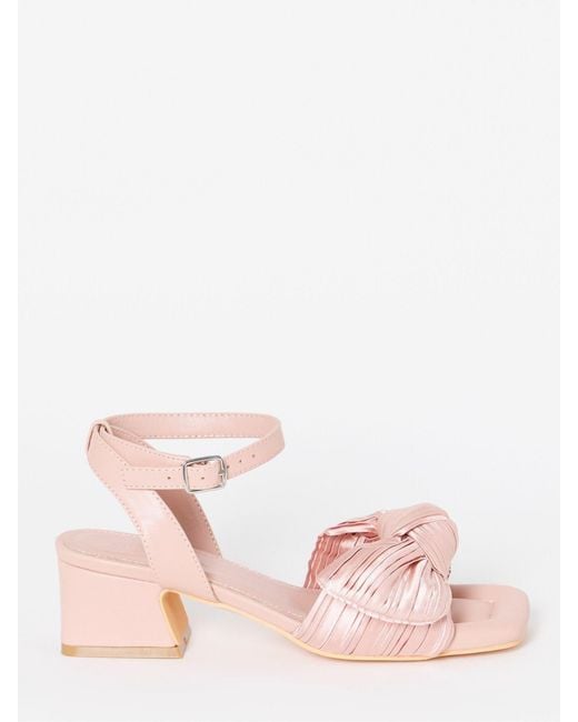 Simply Be Blue Light Wide Fit Side Bow Low Block Heels