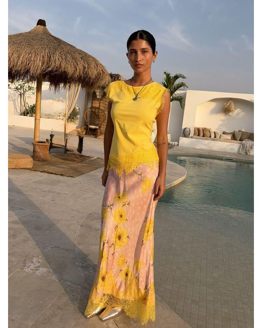 Never Fully Dressed Yellow Lace Insert Top