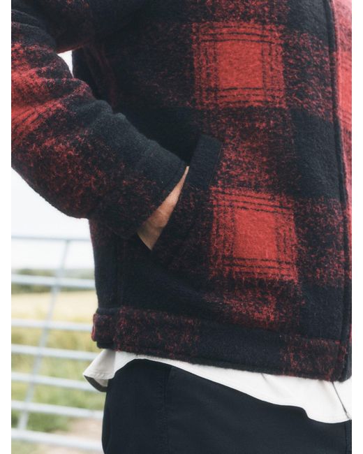 Next Red Buffalo Check Worker Jacket With Wool for men