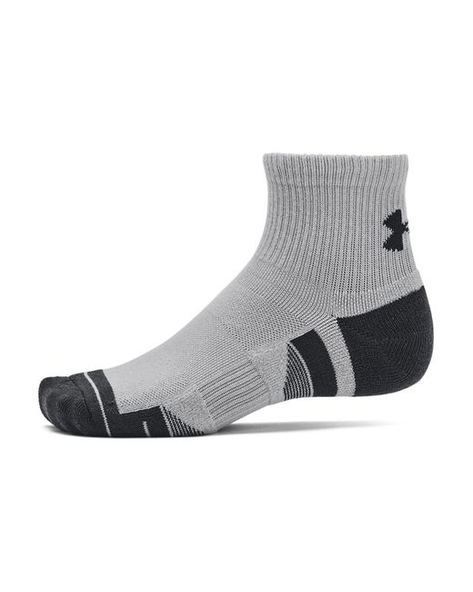 Under Armour Gray Quarter Performance Tech Crew Socks 3 Pack for men