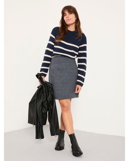 FatFace Blue Fatface Jackie Tweed Wool Skirt