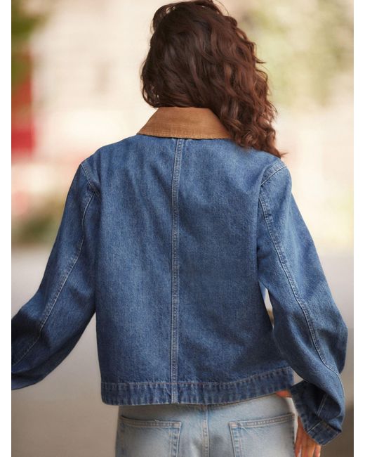 Next Blue Clean Zip Front Denim 100% Baumwolle Jacke