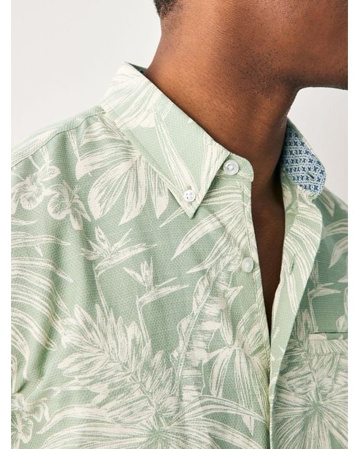 Next Green 100% Cotton Textured Floral Print Short Sleeve Shirt for men