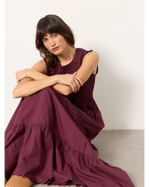 fatface purple dress Buy FatFace Marlowe Purple Gathered Sleeve Printed Maxi Dress from Next USA