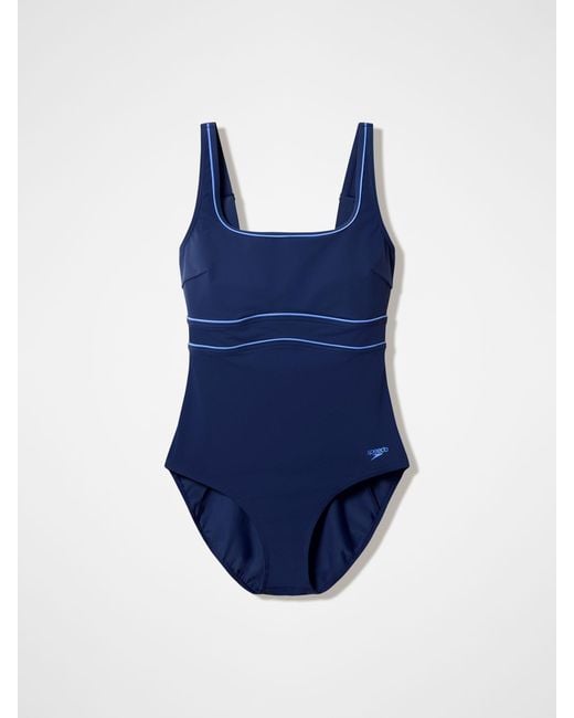 Speedo Blue Solid Contour Eclipse Swimsuit
