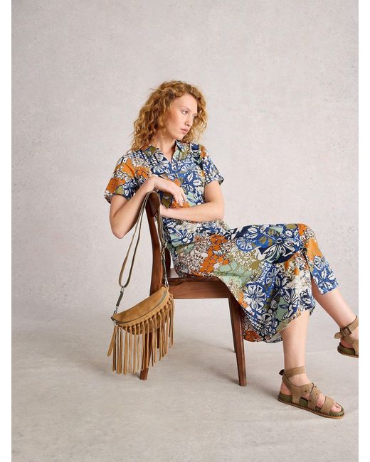 White Stuff Blue Rua Jersey Shirt Dress