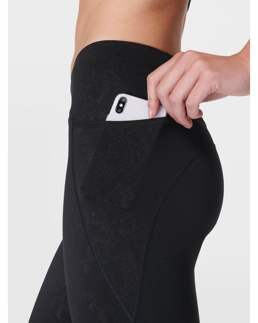 Sweaty Betty Blue Full Length Power Embossed Workout Leggings