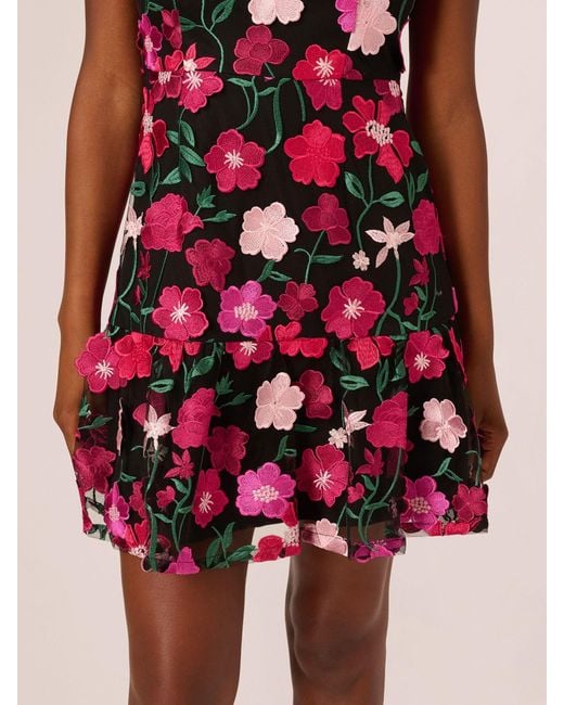 Adrianna Papell Embroidered Flounce Dress