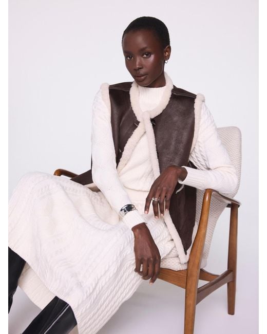 Mint Velvet Natural Cream Cable Knit Midi Dress