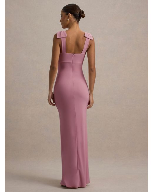 Club L London Pink Evanna V-Neck Maxi Dress With Bow Straps