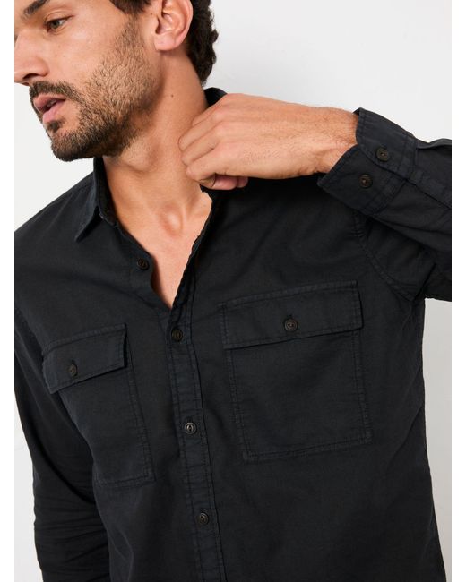 FatFace Blue Fatface Bugle Long Sleeve Garment Dye Utility Shirt for men