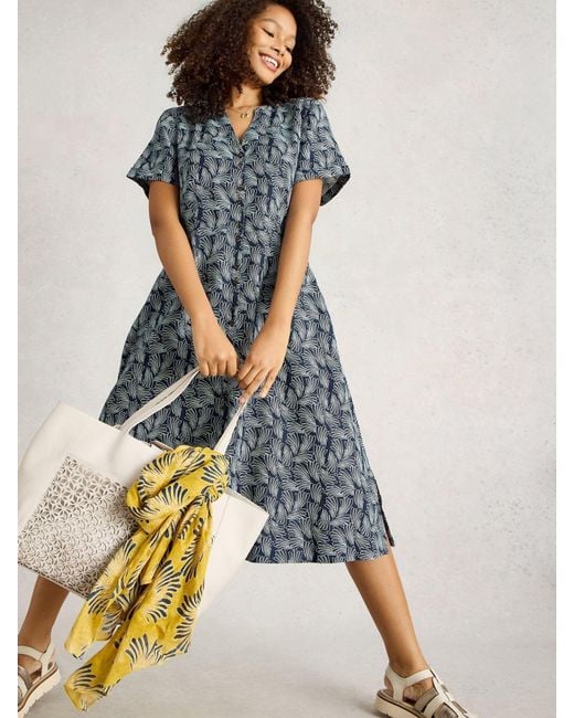 White Stuff Blue Linen Dress