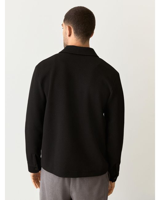 Next Black Diagonal Texture Jersey Shacket for men