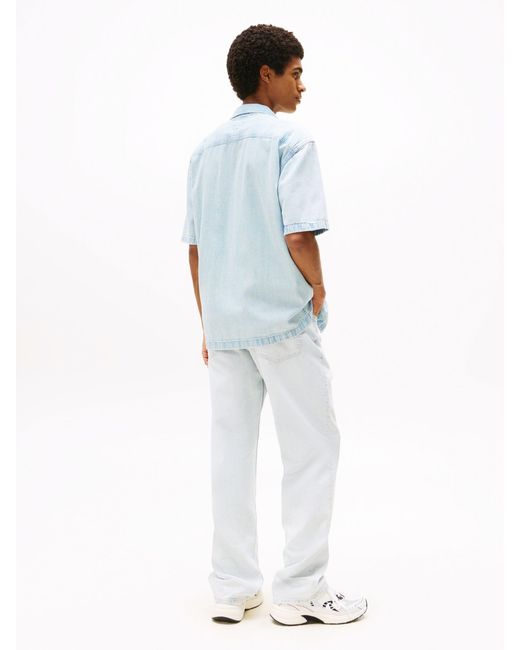 Tommy Hilfiger Blue Relaxed Fit Short Sleeve Lightweight Denim Shirt for men