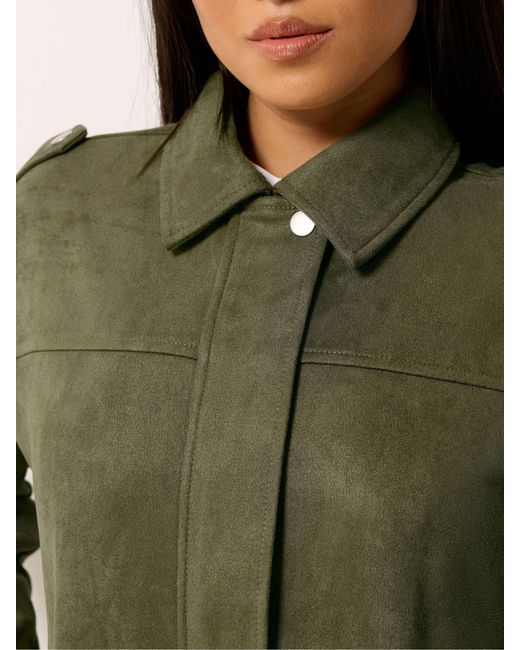 M Com Green Petite Suede Bomber Jacket