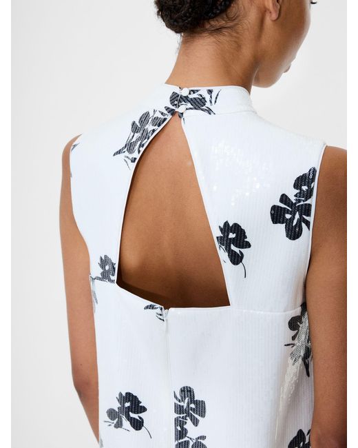 French Connection White Madeline Sequin Sleeveless Dress