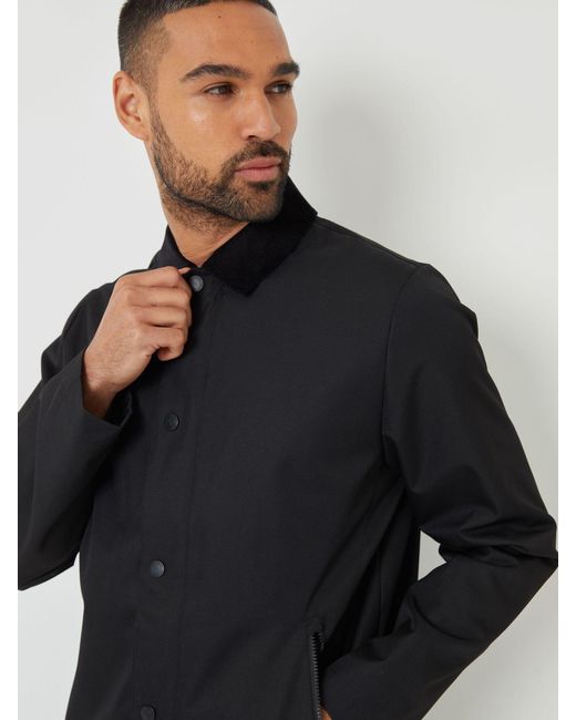 Threadbare Black Showerproof Corduroy Collar Jacket for men