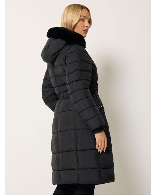 M Com Black Glam Belted Midi Coat