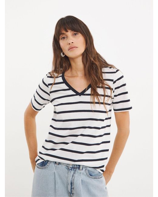 JD Williams Blue 100% Cotton V-Neck T-Shirts 3 Pack