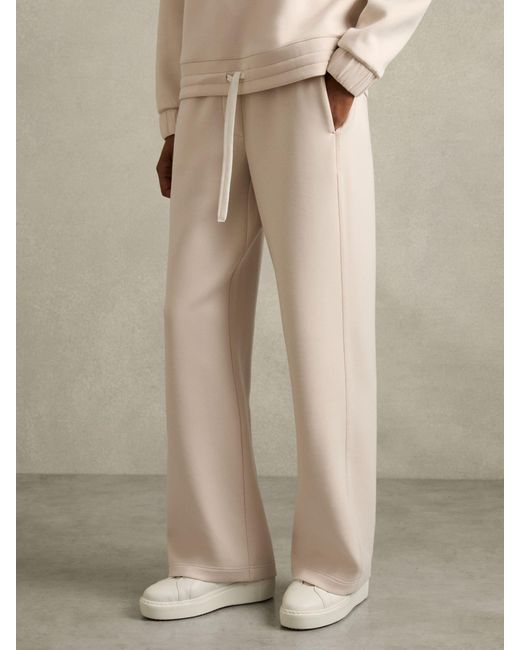 Reiss Natural Interlock Wide-Leg Drawstring Joggers
