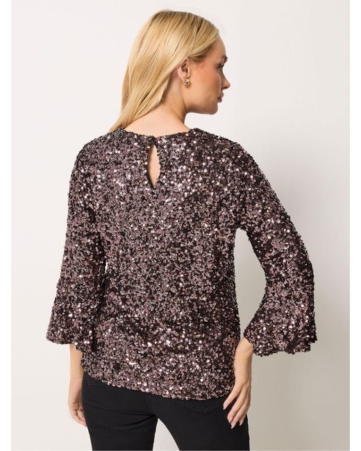 M Com Brown Sequin Flute Top