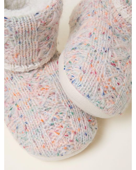 FatFace Natural Fatface Multi Knit Turnover Boot