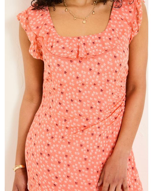FatFace Pink Fatface Sloane Scoop Neck Printed Dress