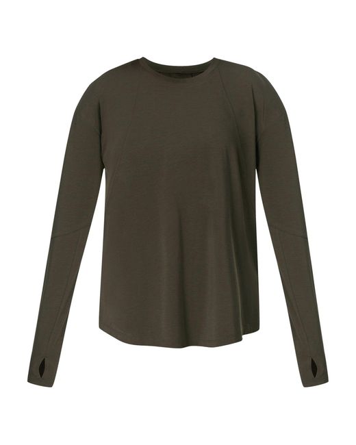 Sweaty Betty Green Soft Flow Studio Longline Long Sleeve Top