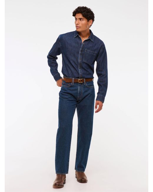 Abercrombie & Fitch Blue Denim Button-Up Shirt for men