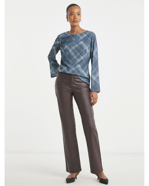 JD Williams Blue Slash Neck Flared Sleeve Top